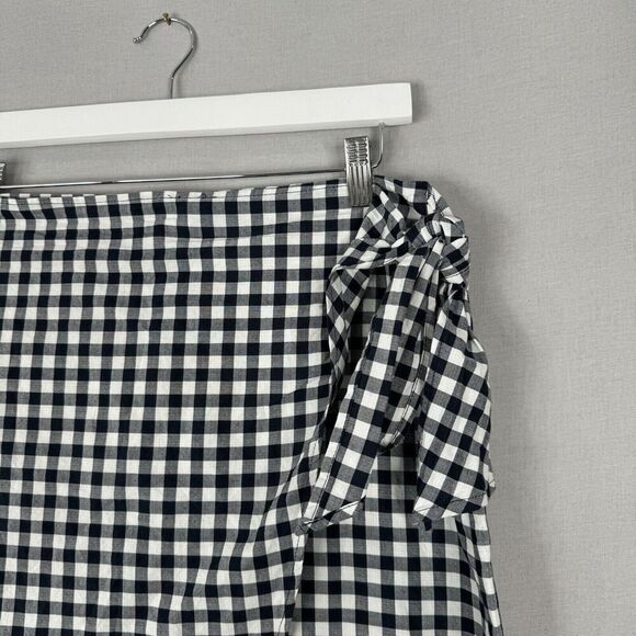 Loft Womens Skirt 8 Black Gingham Layered Wrap Cottagecore Retro Preppy Boho - Picture 2 of 10